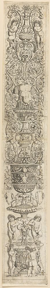 Four Children with a Cat and a Dog, plate nine from Twelve Ornament Panels by Giovan Pietro Birago