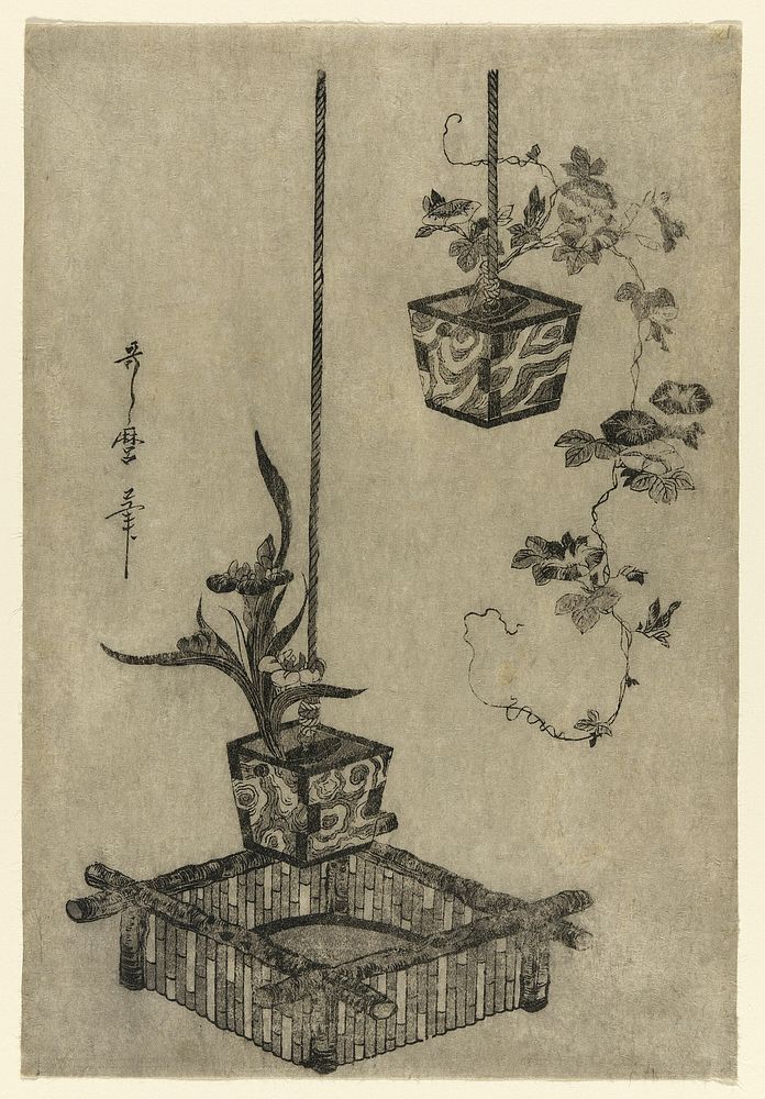 Arrangements of Irises and Morning Glories by Kitagawa Utamaro