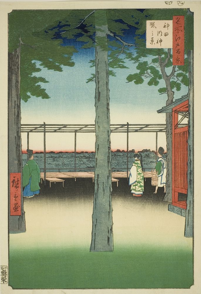 Dawn at Kanda Myojin Shrine (Kanda Myojin akebono no kei), from the series "One Hundred Famous Views of Edo (Meisho Edo…