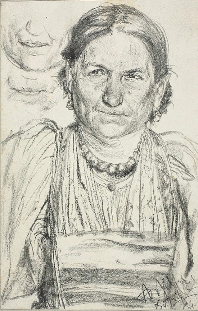 Portrait of a Peasant Woman by Adolph Friedrich Erdmann von Menzel