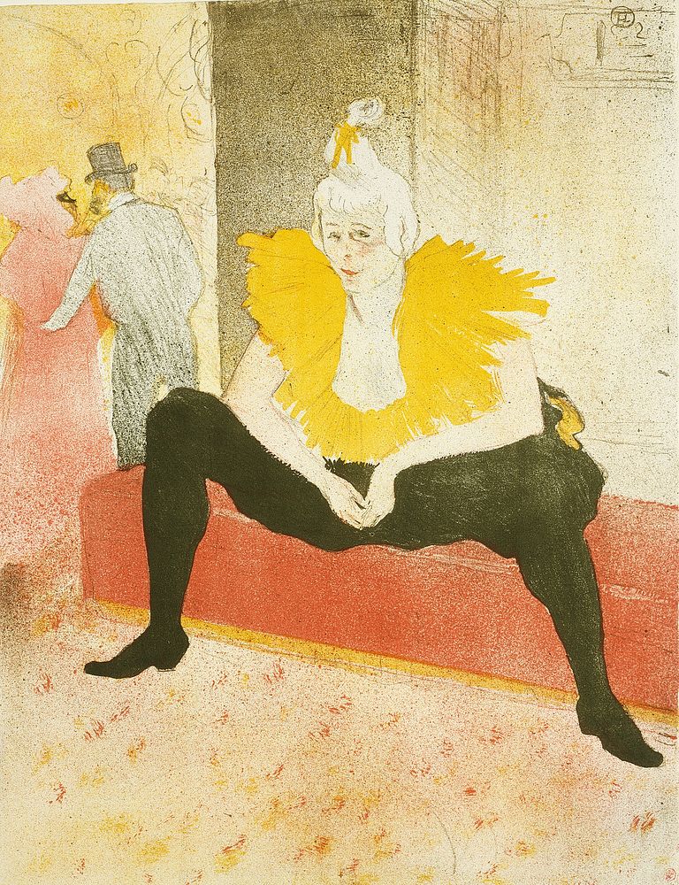 Seated Female Clown (Mademoiselle Cha-U-Kao), plate one from Elles by Henri de Toulouse-Lautrec