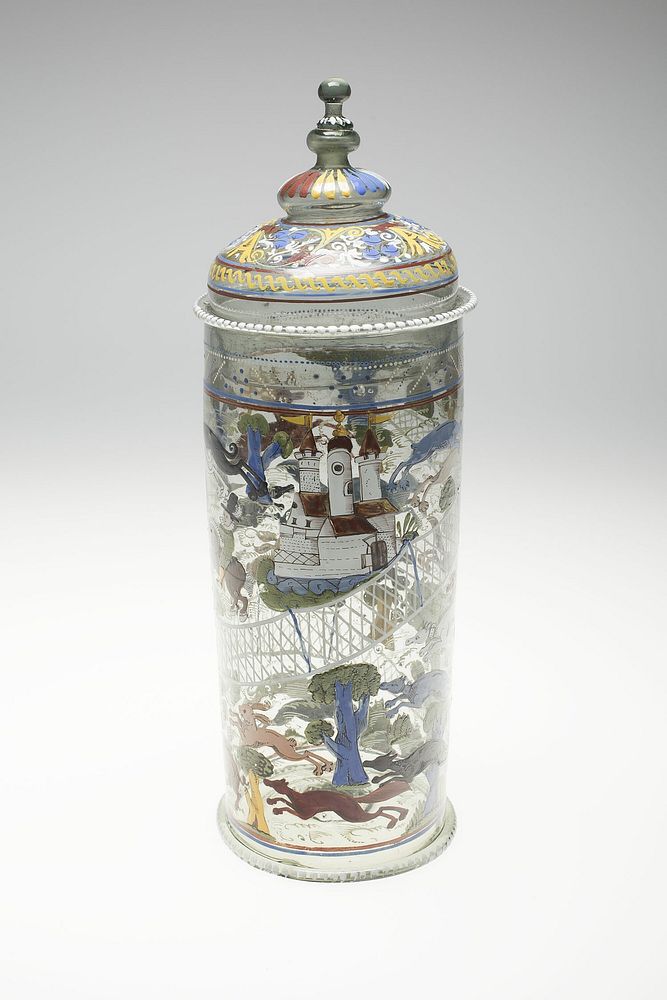 Beaker with Cover (Humpen) with Hunting Scenes