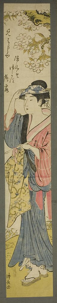 Woman Viewing Cherry Blossoms by Torii Kiyonaga