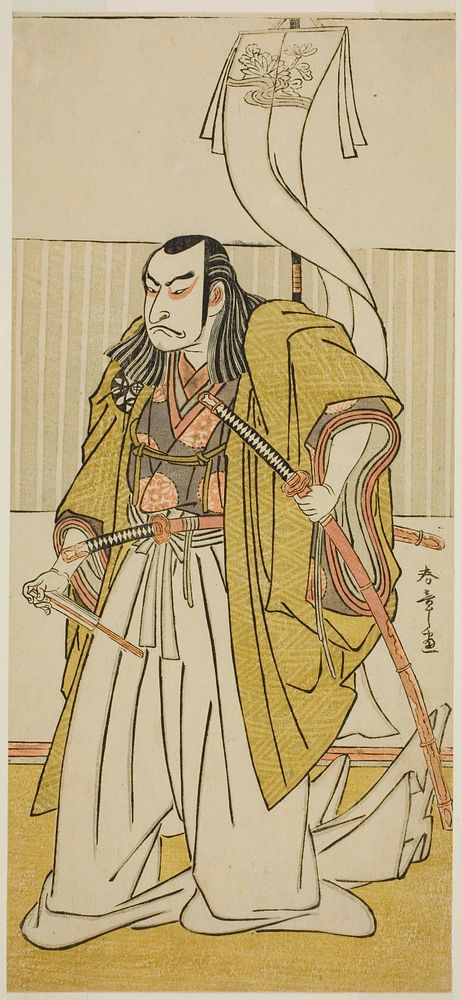 The Actor Nakamura Nakazo I as Kusunoki Masayuki Disguised as Uji no Joetsu, in the Play Go Taiheiki Shirishi-banashi…