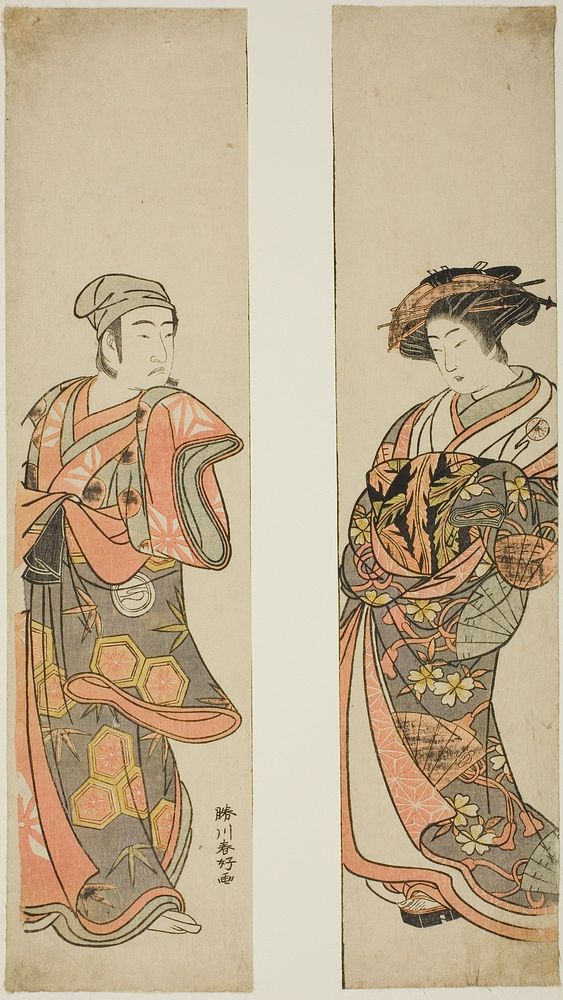 The Actor Nakamura Tomijuro I as a courtesan (right) and Sawamura Sojuro III as Oyamada Taro (?) disguised as Tarosaku of…