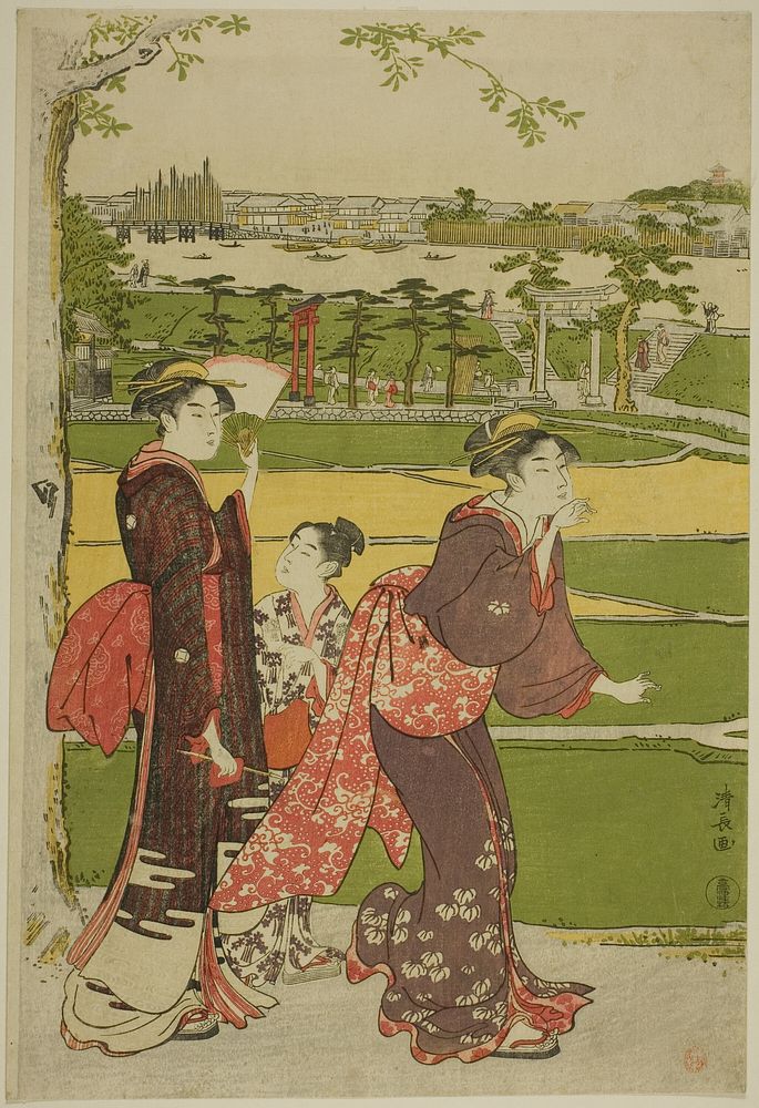 Women Visiting Mimeguri Shrine by Torii Kiyonaga