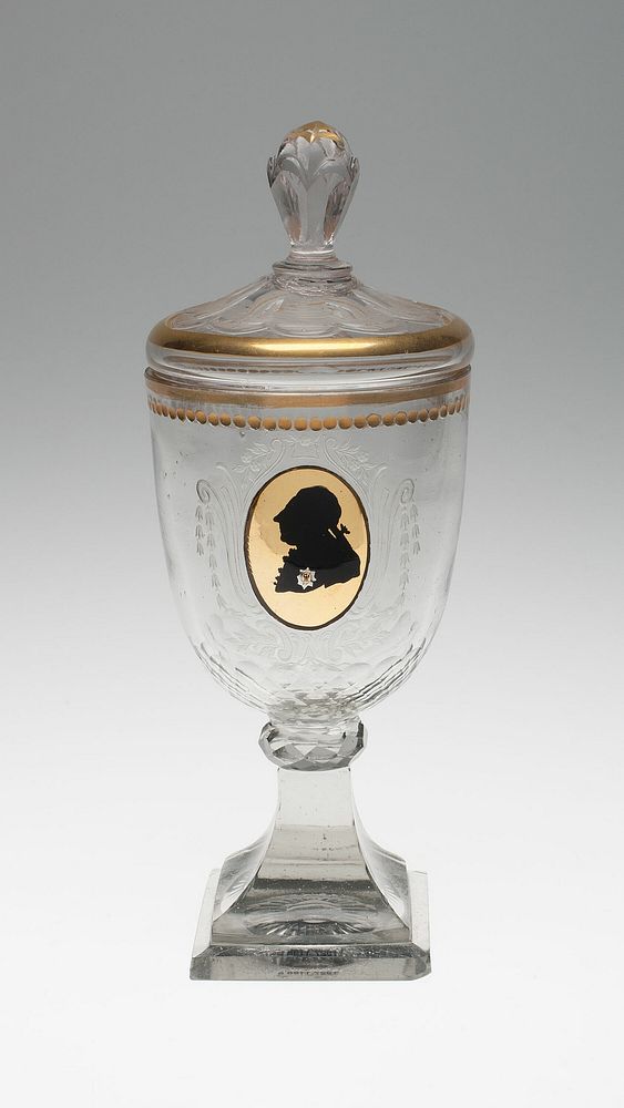 Covered Goblet with Silhouette Bust of King Frederich the Great by Johann Sigismund Menzel (Decorator)
