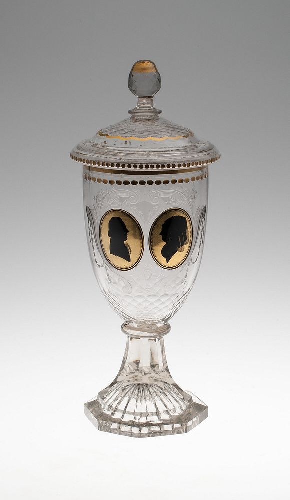 Covered Goblet with Male and Female Silhouettes by Johann Sigismund Menzel (Decorator)