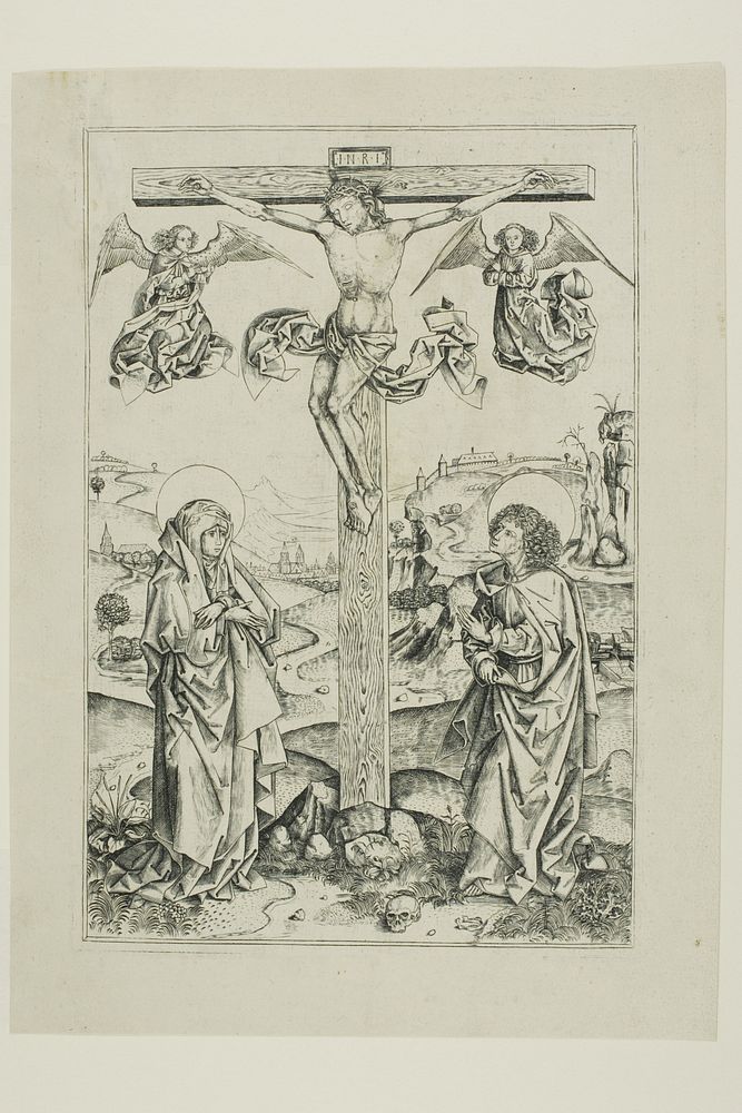 Christ on the Cross With Two Angels by Anton Gerbel