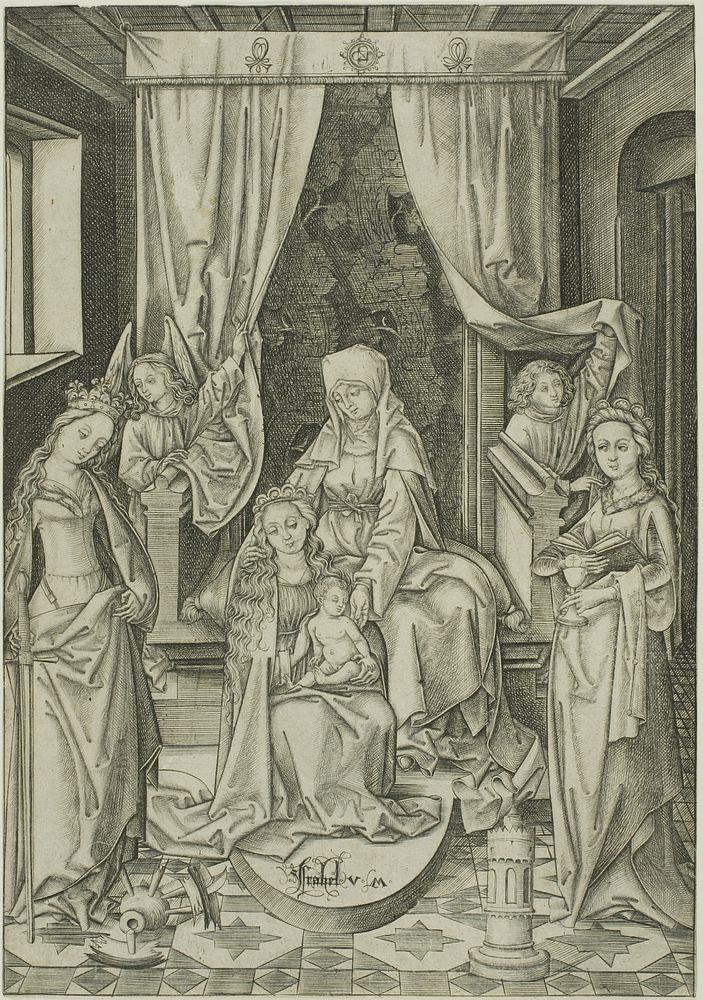 The Madonna with St. Anne, St. Catherine and St. Barbara by Israhel van Meckenem, the younger