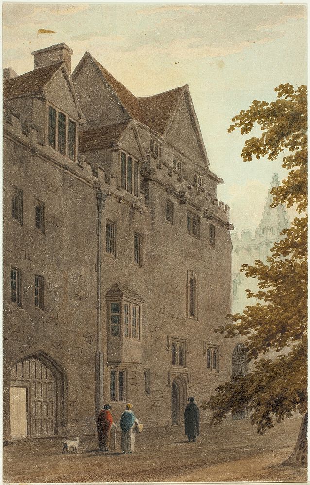 Old Magdalen Hall from the Gravel Walk Burnt Down A.D. by Frederick MacKenzie