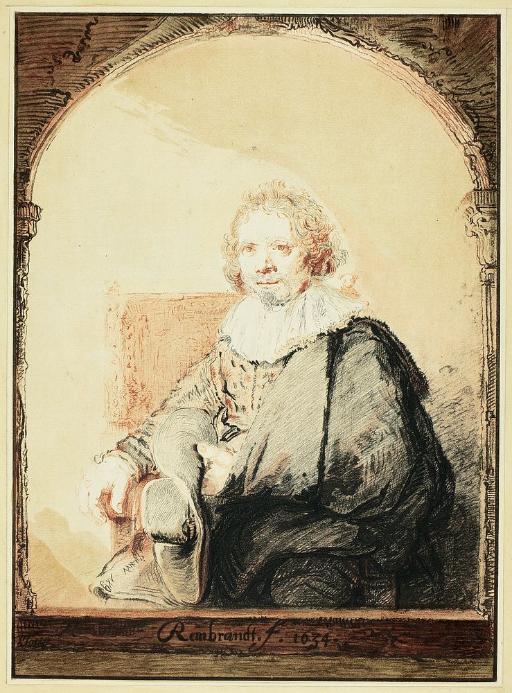 Portrait of a Man in an Arm Chair, from Collection d'imitations de Dessins d'après les Principaux Maîtres Hollandais et…