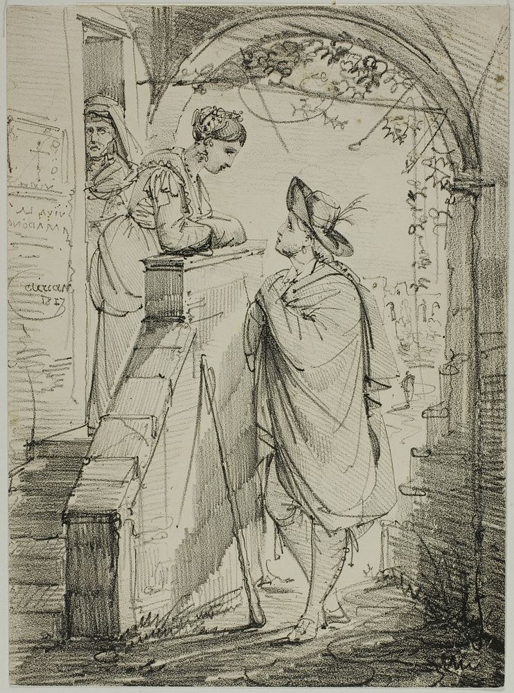 Woman and Man Conversing by Noël-Thomas-Joseph Clérian