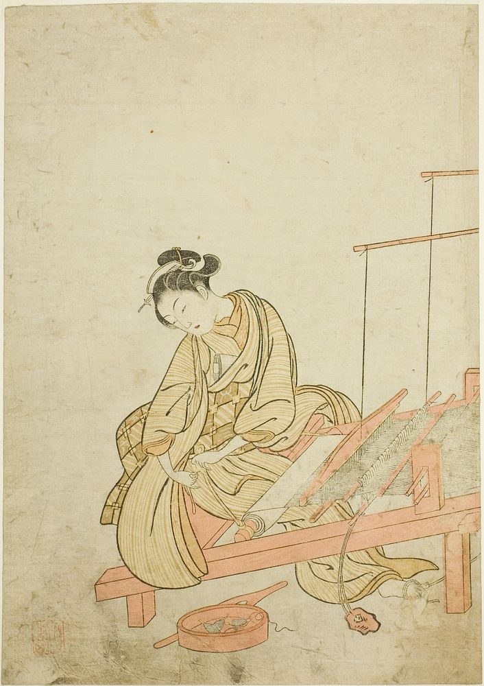 Young Woman at a Loom by Suzuki Harunobu