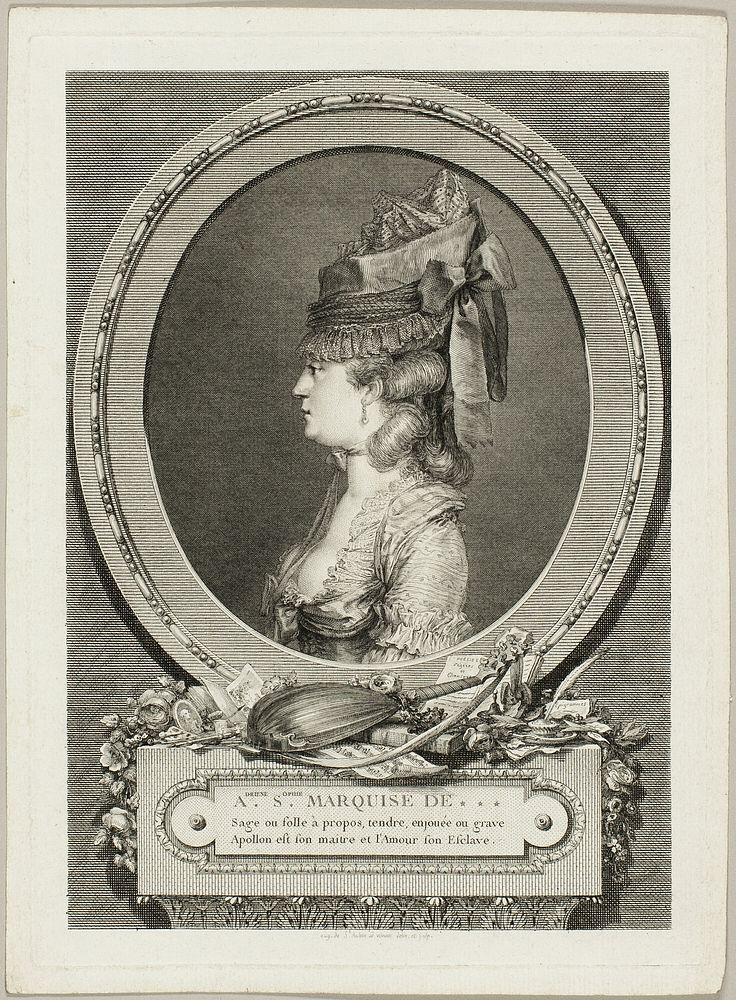 Adrienne-Sophie, Marquise of *** by Augustin de Saint-Aubin