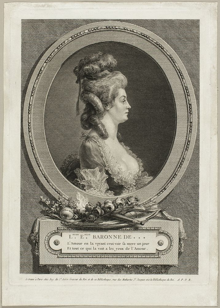 Louise Émilie, Baroness of *** by Augustin de Saint-Aubin