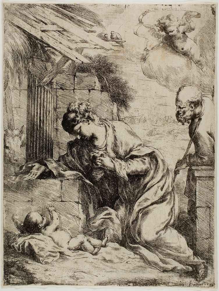 The Virgin Adoring the Infant Jesus by Bartolomeo Biscaino