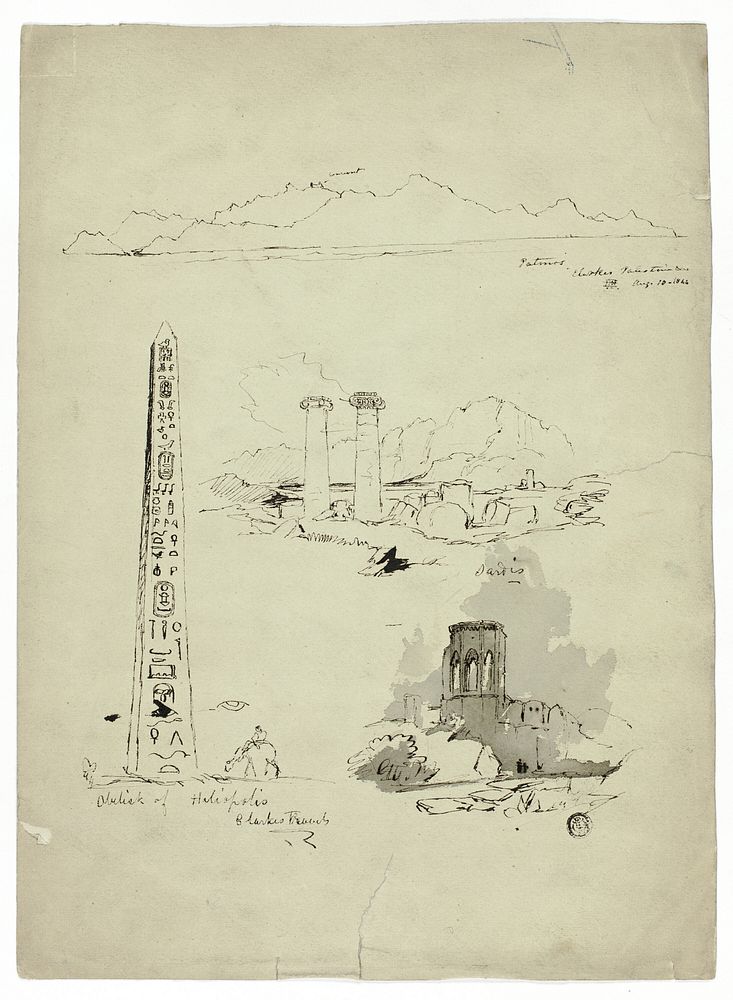 Sketches of Patmos, Sardis, Obelisk of Heliopolis by Unknown artist