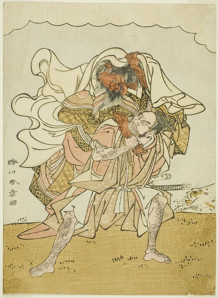 The Warrior Ômori Hikoshichi Carrying a Demon on His Back by Katsukawa Shunsho