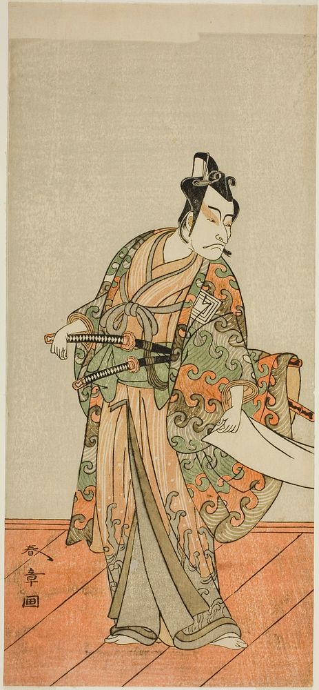 The Actor Ichikawa Danjuro V as Kudo Kanaishi (?) in the Play Izu-goyomi Shibai no Ganjitsu (?), Performed at the Morita…