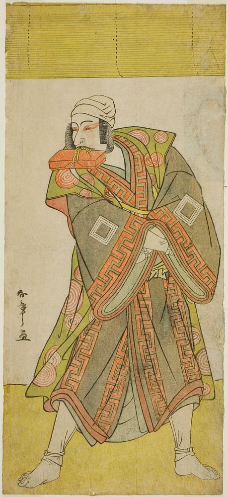 The Actor Ichikawa Danjuro V as Prince Koretaka Disguised as the Courier Izutsu Chuji, in the Play Yamato Kano Ariwara…