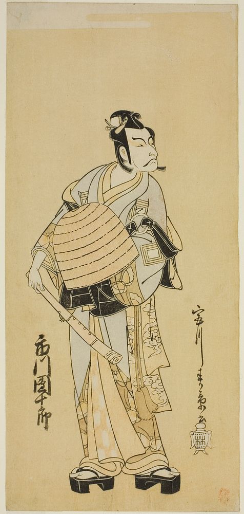 The Actor Ichikawa Danjuro V as Soga no Goro Disguised as a Komuso in the Play Sakai-cho Soga Nendaiki, Performed at the…