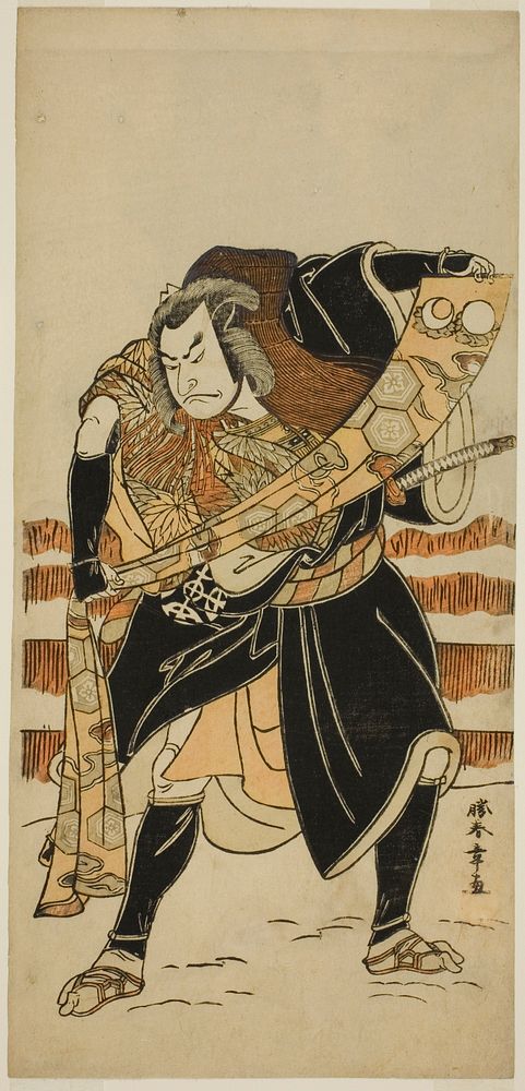 The Actor Nakamura Nakazo I as Abe no Sadato (?) in the Play Date Nishiki Tsui no Yumitori (?), Performed at the Morita…