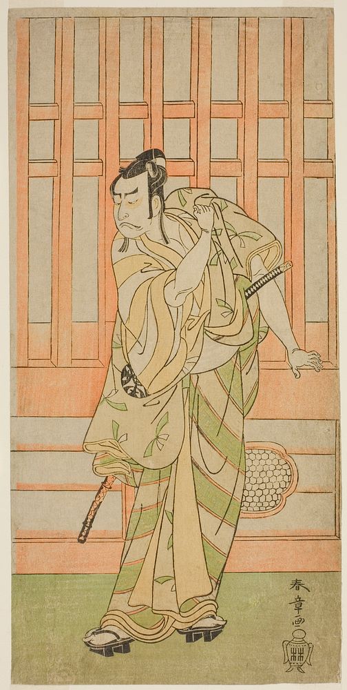 The Actor Nakamura Nakazo I as Kudo Saemon Suketsune (?) in the Play Sakai-cho Soga Nendaiki (?), Performed at the Nakamura…