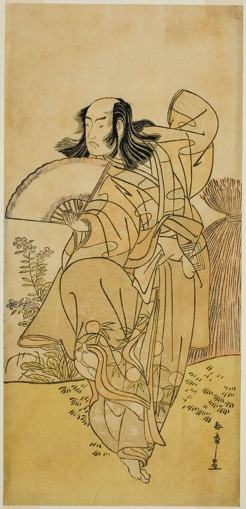 The Actor Ichikawa Yaozo III as Kusunoki Uraminosuke Disguised as a Male Fox from Tsukamoto (?), in the Play Kumoi no Hana…