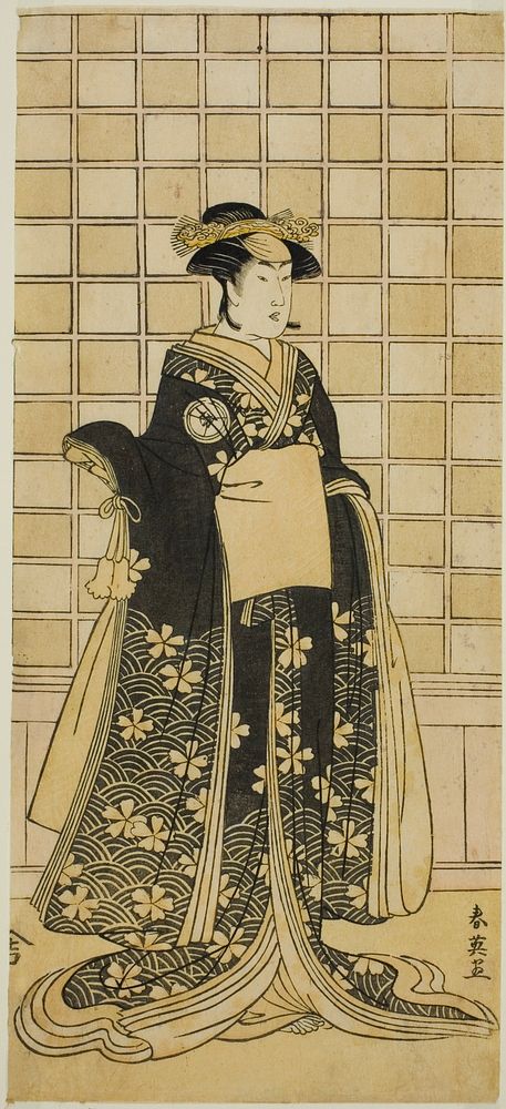 The Actor Iwai Kiyotaro II as Lady Itohagi (?) in the Play Genji Saiko Kogane Tachibana (?), Performed at the Ichimura…