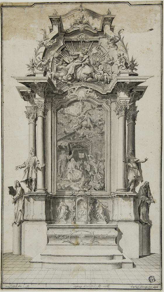 Study for an Altar Containing a Painting of the Adoration of the Shepherds by Carl Joseph Haringer