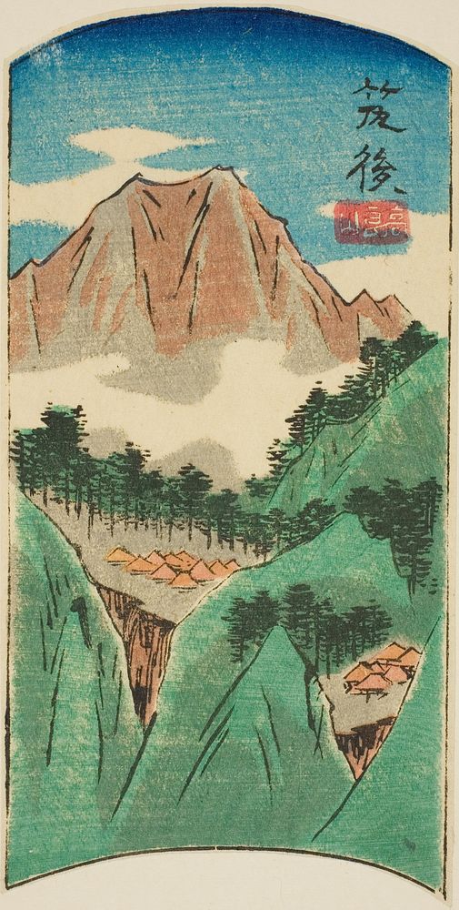 Chikugo, section of sheet no. 17 from the series "Cutout Pictures of the Provinces (Kunizukushi harimaze zue)" by Utagawa…