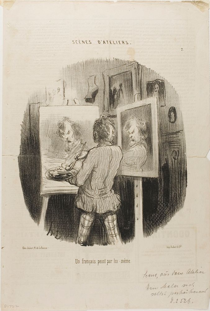 Self-Portrait of a Frenchman, plate 2 from Scénes D'ateliers by Honoré-Victorin Daumier