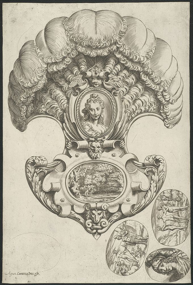 A Headpiece in the Form of a Fan by Agostino Carracci