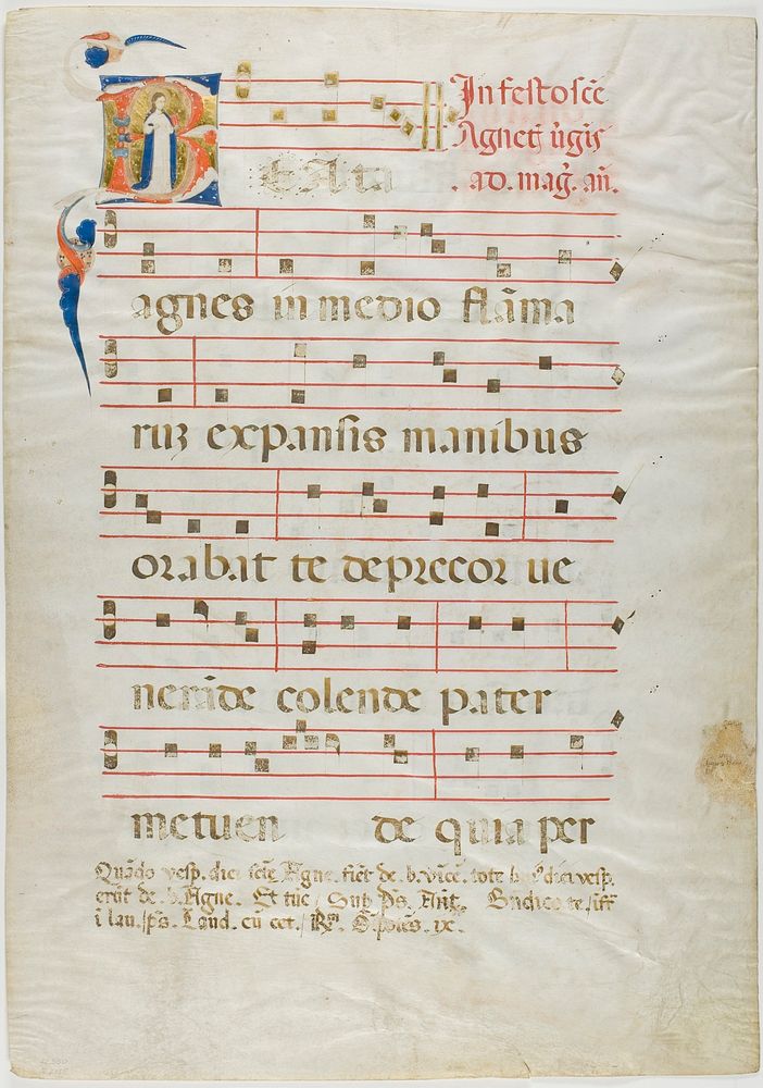 Saint Agnes in a Historiated Initial "V" from an Antiphonary by Neri da Rimini
