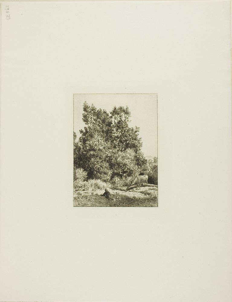 Landscape with Cowherd by Charles Émile Jacque