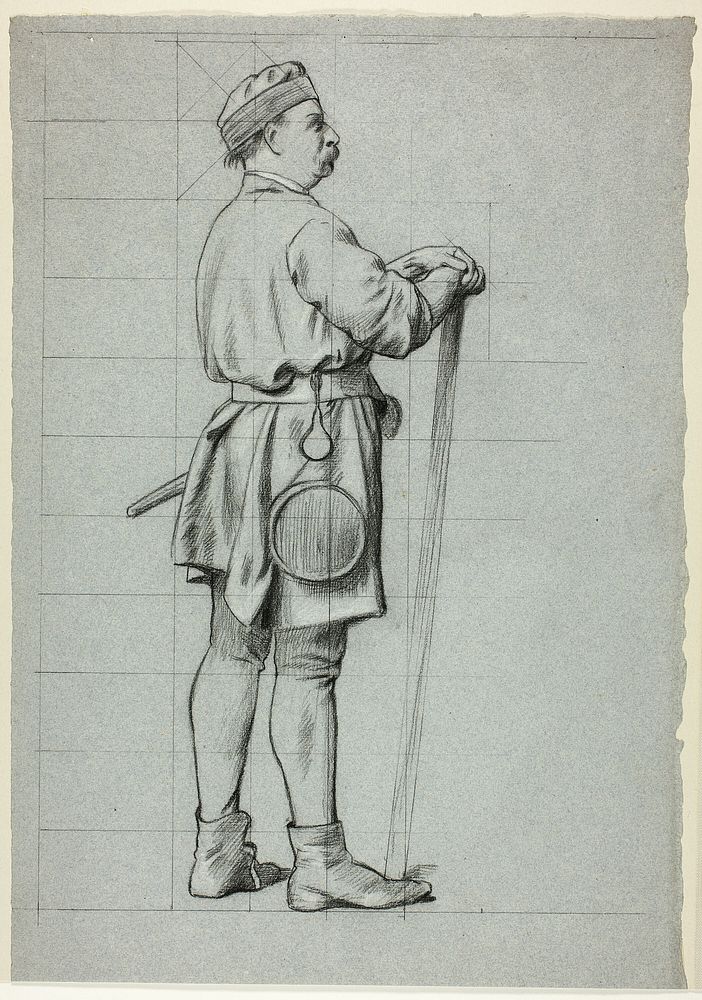 Standing Man with Hands Resting on Stick by Henry Stacy Marks