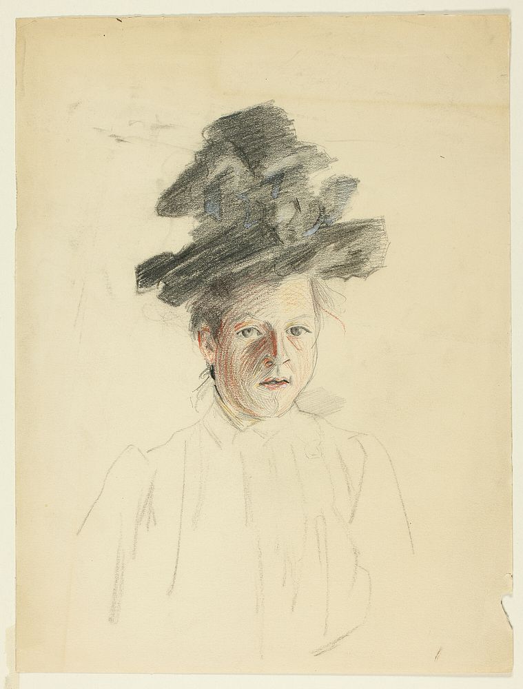 Portrait of a Woman with Black Hat by Philip William May