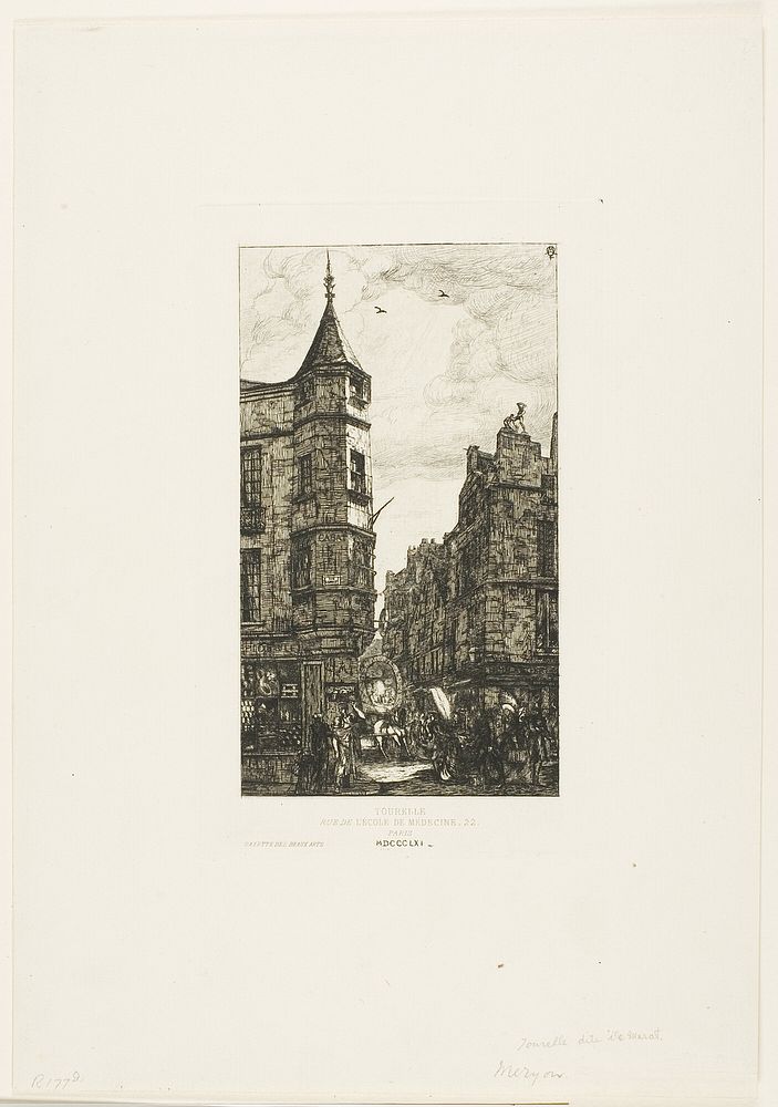 House with a Turret, No 22, rue de l'Ecole de Médecine, Paris (called the Turret of Marat) by Charles Meryon