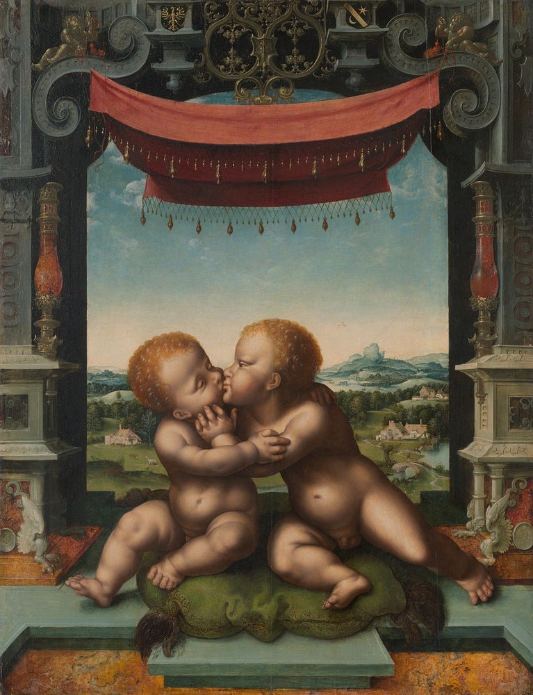 The Infants Jesus Christ and Saint John the Baptist Embracing by Joos van Cleve