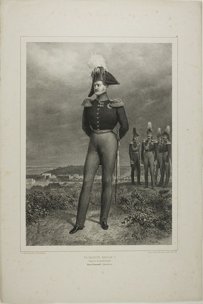 His Majesty Nicolas I, Emperor of all Russia, Camp Vosnessensk, October 6, 1837 by Denis Auguste Marie Raffet