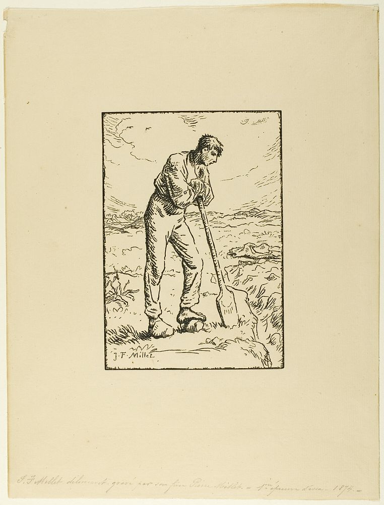 Digger Leaning on His Spade by Pierre Millet (Engraver)