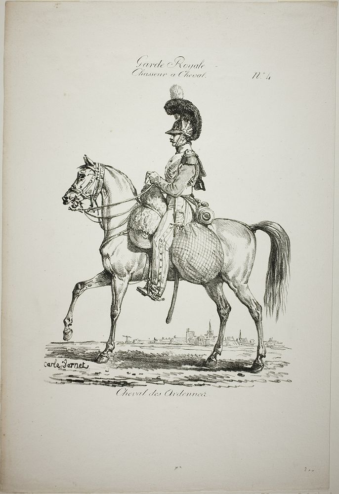 Royal Guard, Norman Mounted Light Infantryman and Horse, No. 4 by Carle Vernet