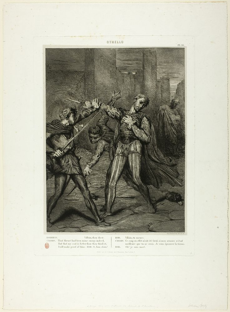 Villain, Thou Diest, plate ten from Othello by Théodore Chassériau