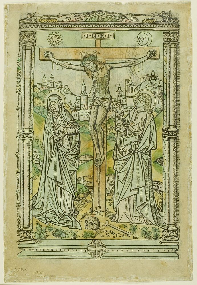 The Crucifixion with the Virgin and St. John (recto); God, the Father, Enthroned with the Signs of the Evangelists (verso)…