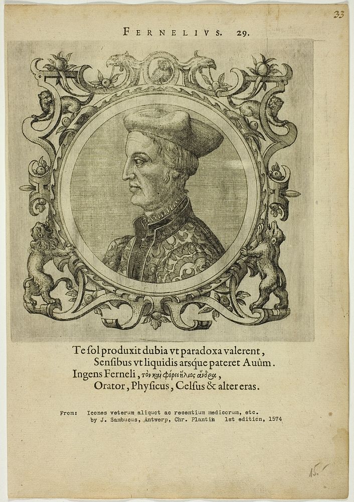 Portrait of Fernelius by Johannes Sambucus (Author)