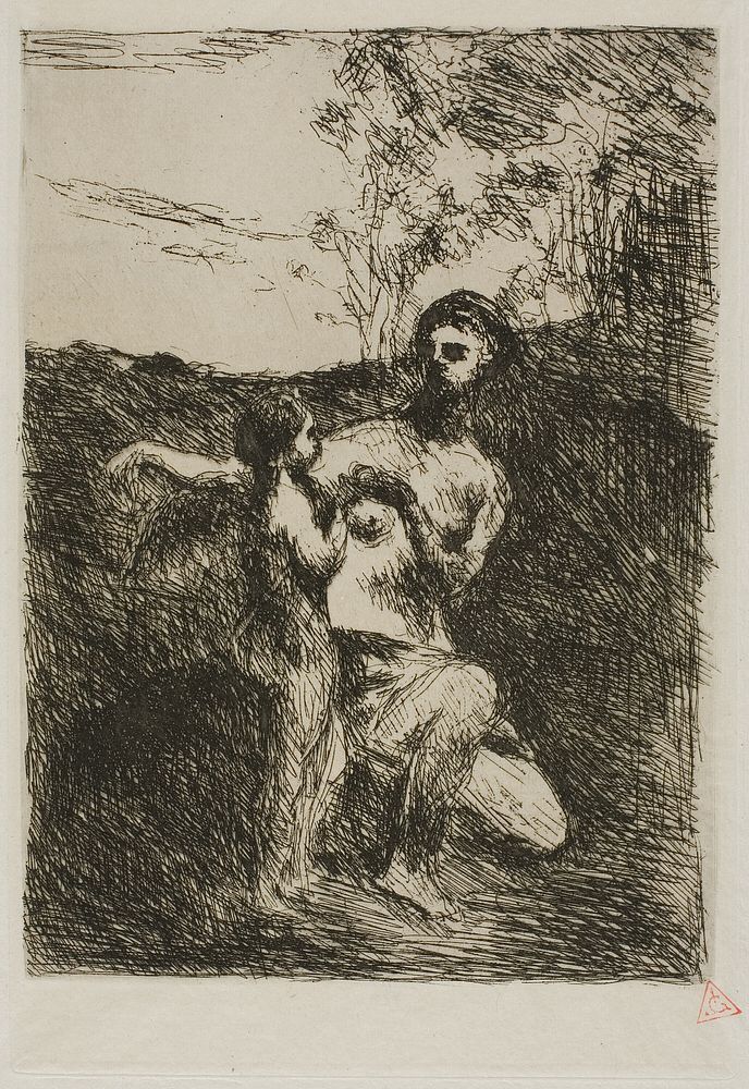 Venus Clipping Cupid's Wings, first plate by Jean Baptiste Camille Corot