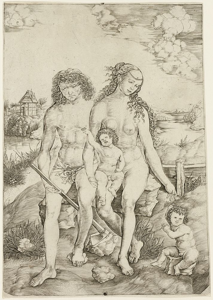 Adam and Eve with the Infants Cain and Abel by Cristofano Robetta
