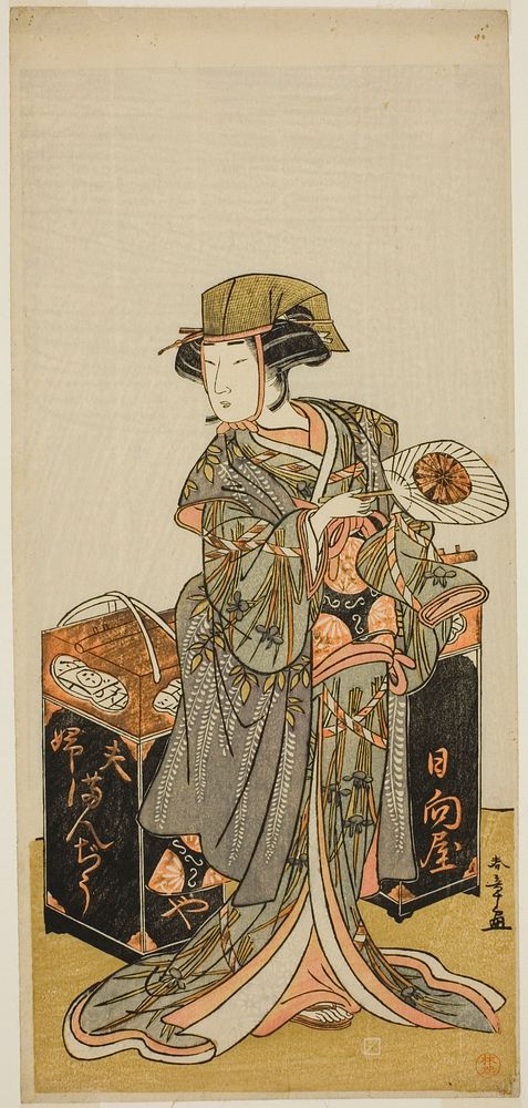 The Actor Nakamura Tomijuro I as the Female Beancake Peddler Hyugaya in the Play Chigo Torii Tobiiri Kitsune, Performed at…