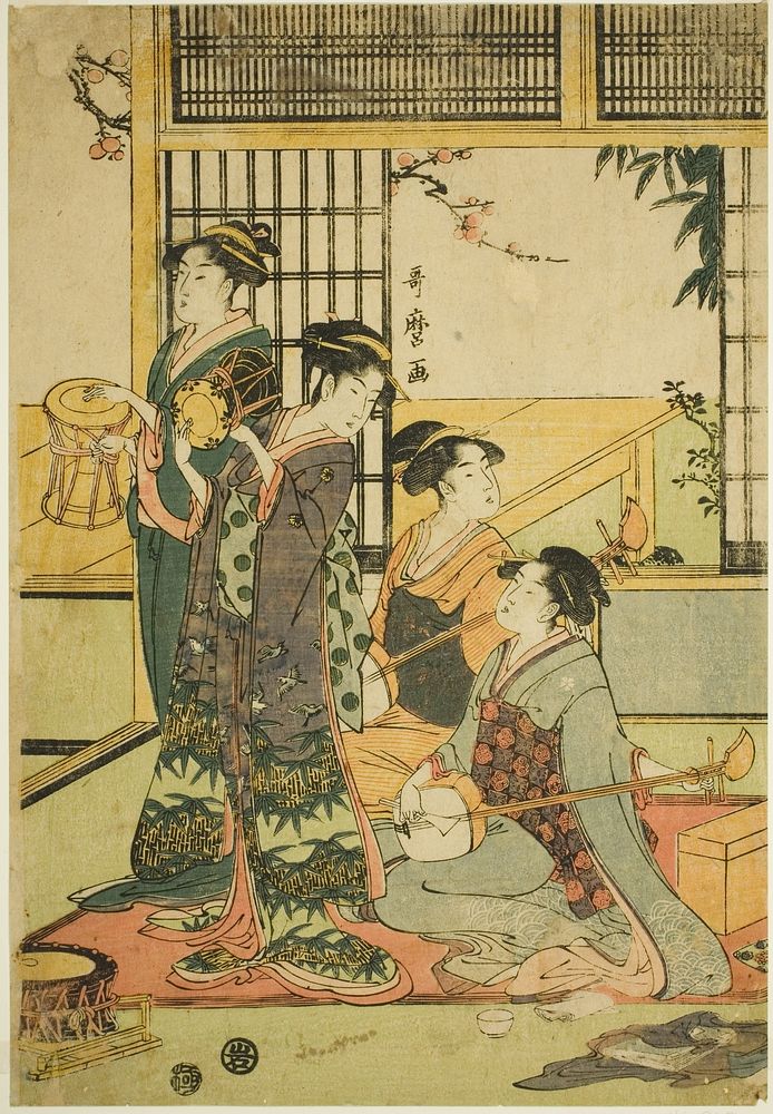 Drums and Shamisen by Kitagawa Utamaro